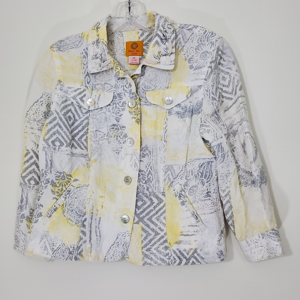 Ruby Rd. Petite Multicolored Jacket with beading, Size 6P